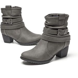 Dark Gray Women's Mid Calf Slouchy Dress Booties Size US 5-10